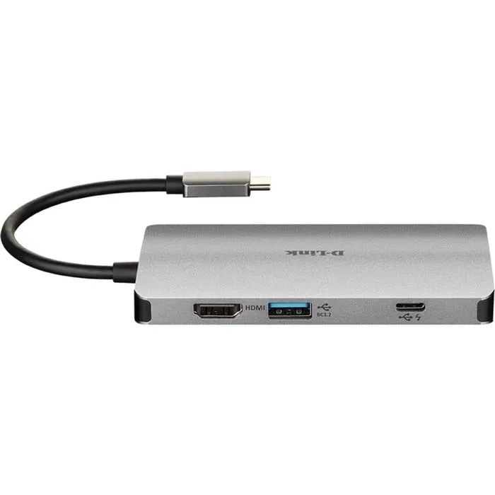 D-Link Station d'accueil DUB-M810 USB-C / Thunderbolt 3, 8 en 1 avec câble intégré, HDMI, port Gigabit Ethernet 1 GbE pour ordinateur portable