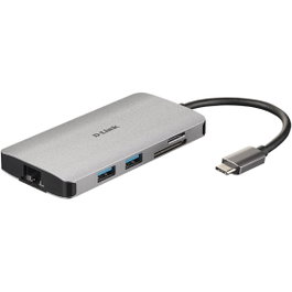 D-Link DUB-M810 Hub USB 3.0 3 ports, USB-C 100W, HDMI 4K, Ethernet RJ45, Lecteur SD/microSD