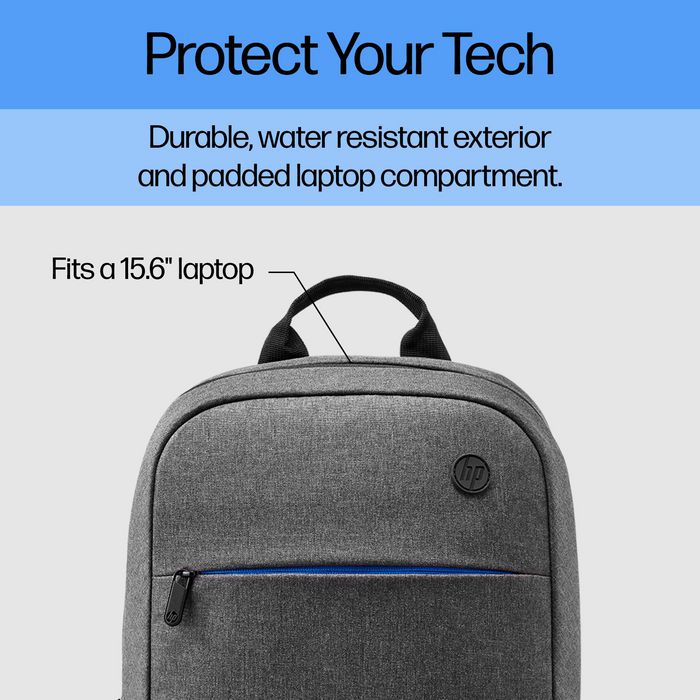 HP Sacoche Sac à Dos 15,6 Pouces Prelude - Ultra-Léger, Imperméable, Rembourré pour Ordinateur Portable (13,3/14,2/15,6 Pouces) - Garantie 2 Ans