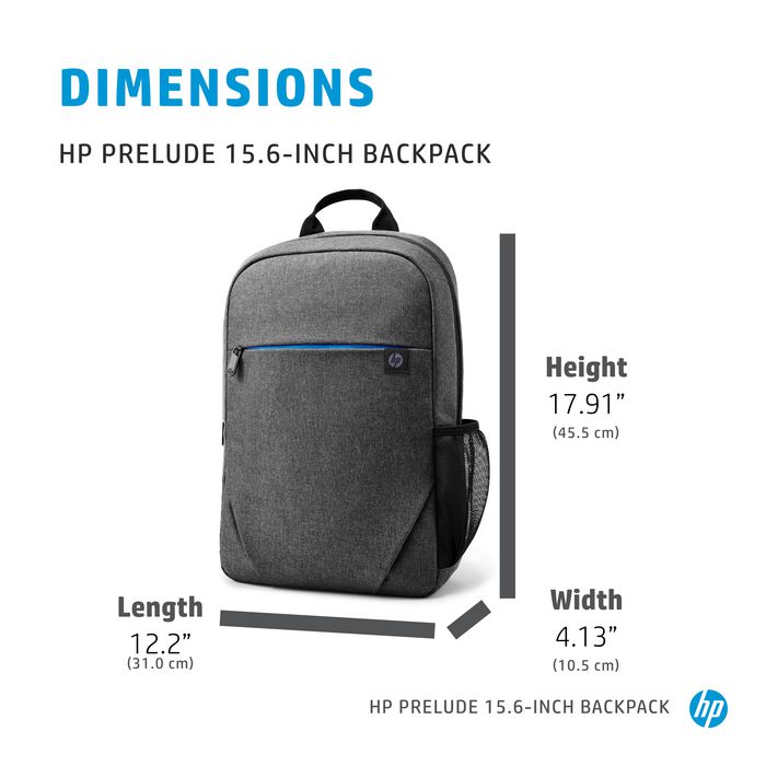 HP Sacoche Sac à Dos 15,6 Pouces Prelude - Ultra-Léger, Imperméable, Rembourré pour Ordinateur Portable (13,3/14,2/15,6 Pouces) - Garantie 2 Ans