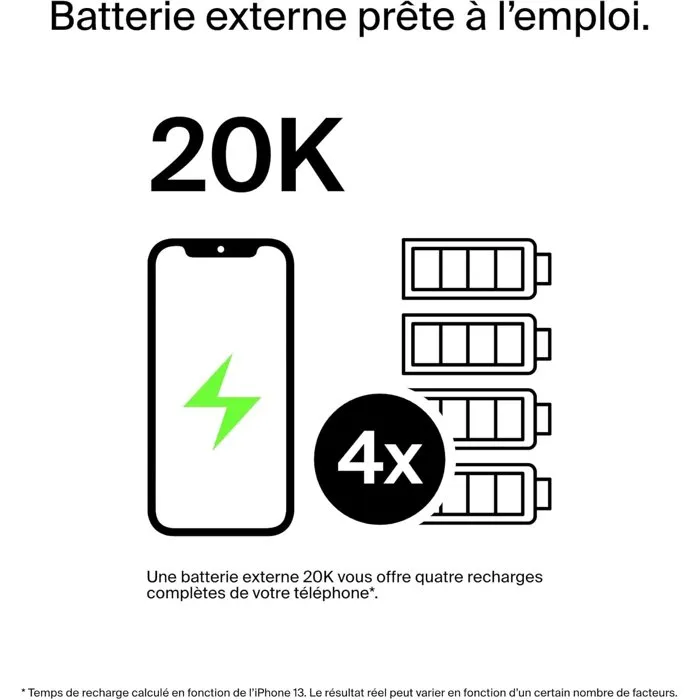Belkin - Batterie Externe Portable 20000 mAh 15W avec Ports USB-A et USB-C - Noir - Haute Capacité, Charge Rapide