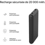 Belkin - Batterie Externe Portable 20000 mAh 15W avec Ports USB-A et USB-C - Noir - Haute Capacité, Charge Rapide