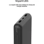 Belkin - Batterie Externe Portable 20000 mAh 15W avec Ports USB-A et USB-C - Noir - Haute Capacité, Charge Rapide