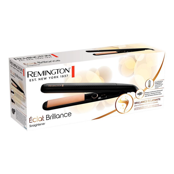Remington Fer à lisser Eclat Brillance S6308 Noir avec plaques dorées