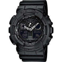 Casio G-Shock Montre GA-100-1A1ER en résine avec bracelet noir - Chronographe à affichage double - Résistant à l'eau 20 ATM