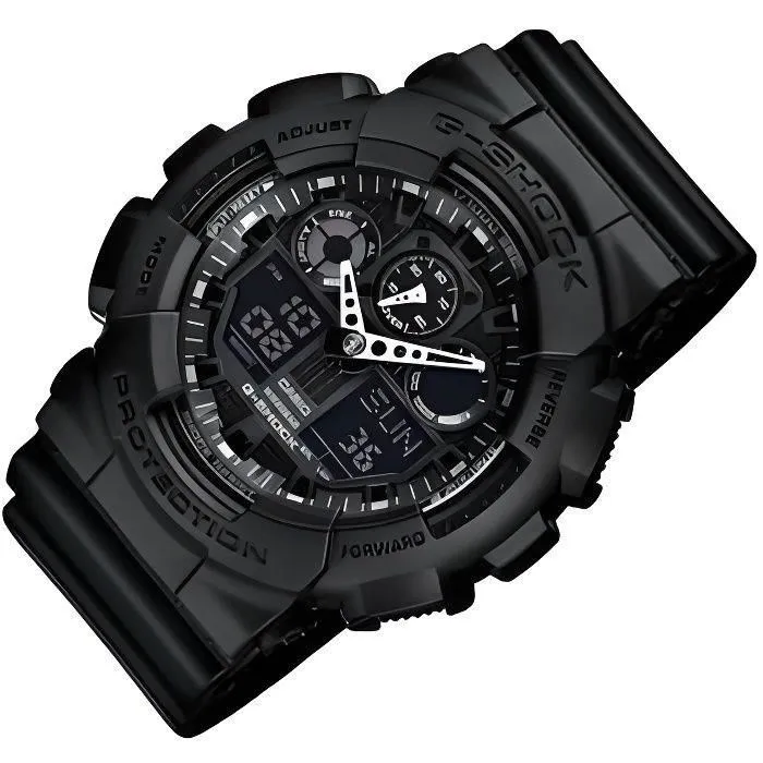 Casio G-Shock Montre GA-100-1A1ER en résine avec bracelet noir - Chronographe à affichage double - Résistant à l'eau 20 ATM Casio G-Shock Montre GA-100-1A1ER en résine avec bracelet noir - Chronographe à affichage double - Résistant à l'eau 20 ATM
