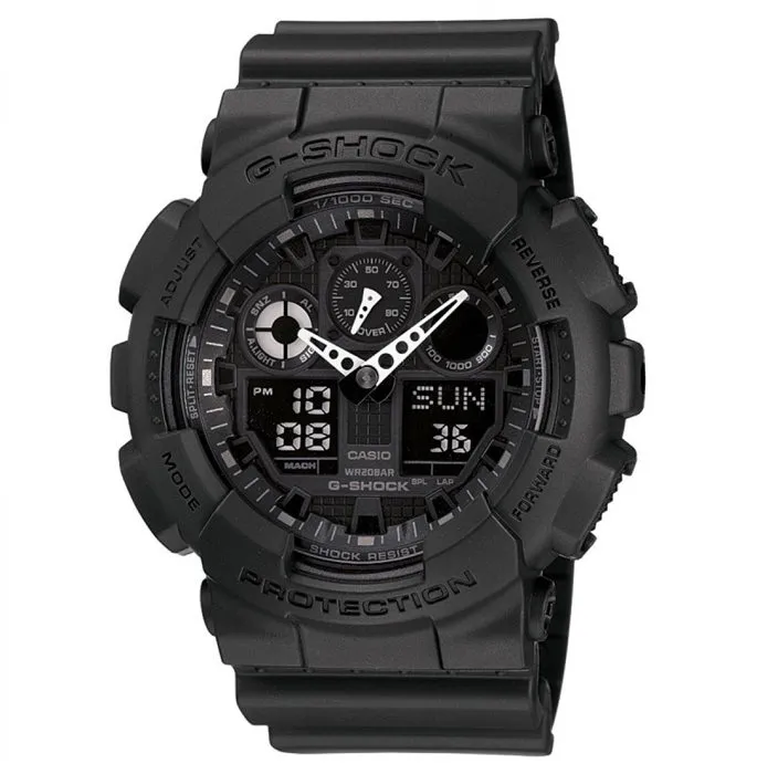 Casio G-Shock Montre GA-100-1A1ER en résine avec bracelet noir - Chronographe à affichage double - Résistant à l'eau 20 ATM Casio G-Shock Montre GA-100-1A1ER en résine avec bracelet noir - Chronographe à affichage double - Résistant à l'eau 20 ATM