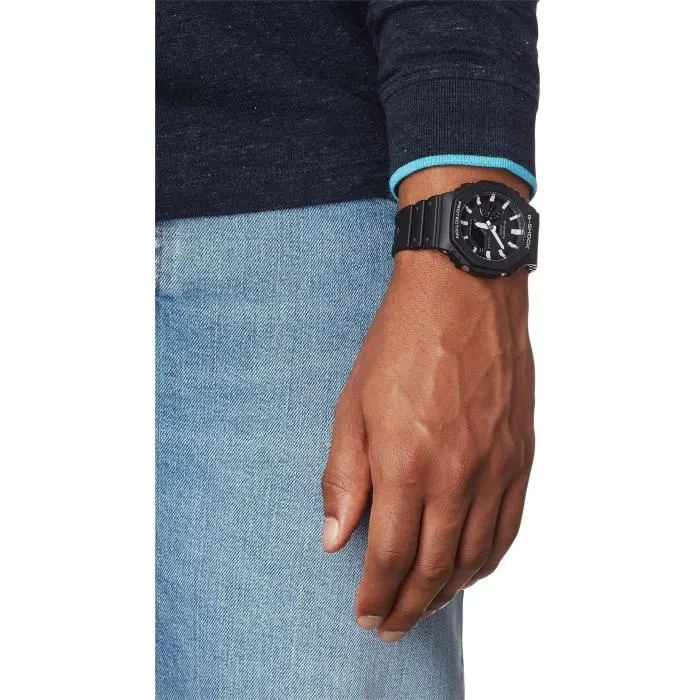 G-SHOCK Montre de Sport GA-2100-1AER Classique - Boîtier en Résine Renforcée Fibre de Carbone, Affichage Double, Étanche 200 m, Mouvement à Quartz, Verre Minéral