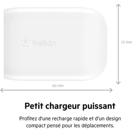 Belkin Chargeur Secteur USB-C 30 W Blanc, Recharge Rapide