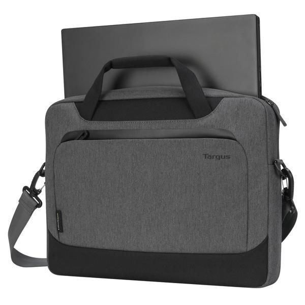 Targus Housse Slim 15.6" Cypress avec EcoSmart, tissu en bouteilles recyclées, compartiment unique, poche avant, sangle et poignées, Gris