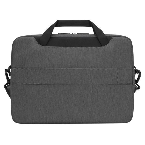 Targus Housse Slim 15.6" Cypress avec EcoSmart, tissu en bouteilles recyclées, compartiment unique, poche avant, sangle et poignées, Gris
