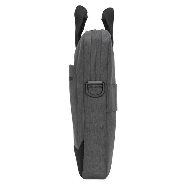 Targus Housse Slim 15.6" Cypress avec EcoSmart, tissu en bouteilles recyclées, compartiment unique, poche avant, sangle et poignées, Gris
