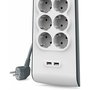 Multiprise 8 Prises avec Interrupteur Belkin BSV804VF2M USB x 2 Blanc (2 m)