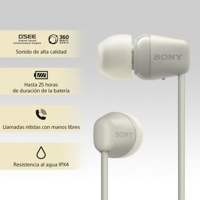 Oreillette Bluetooth Sony WI-C100 Beige Gris Oreillette Bluetooth Sony WI-C100 Beige Gris