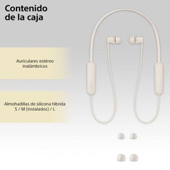 Oreillette Bluetooth Sony WI-C100 Beige Gris Oreillette Bluetooth Sony WI-C100 Beige Gris