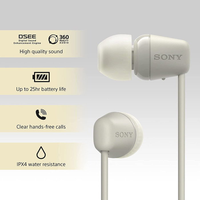 Oreillette Bluetooth Sony WI-C100 Beige Gris Oreillette Bluetooth Sony WI-C100 Beige Gris