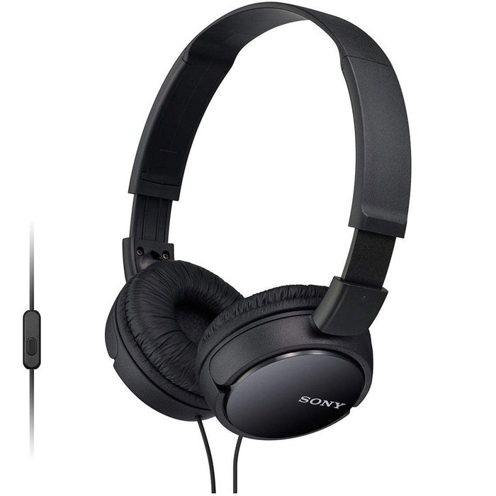 Sony MDRZX110APB, Casque Audio Pliable avec Microphone, Noir, Son Précis et Confortable