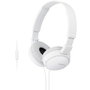 Sony MDR-ZX110AP Casque Pliable Blanc avec Microphone et Oreillettes Circum-auriculaires