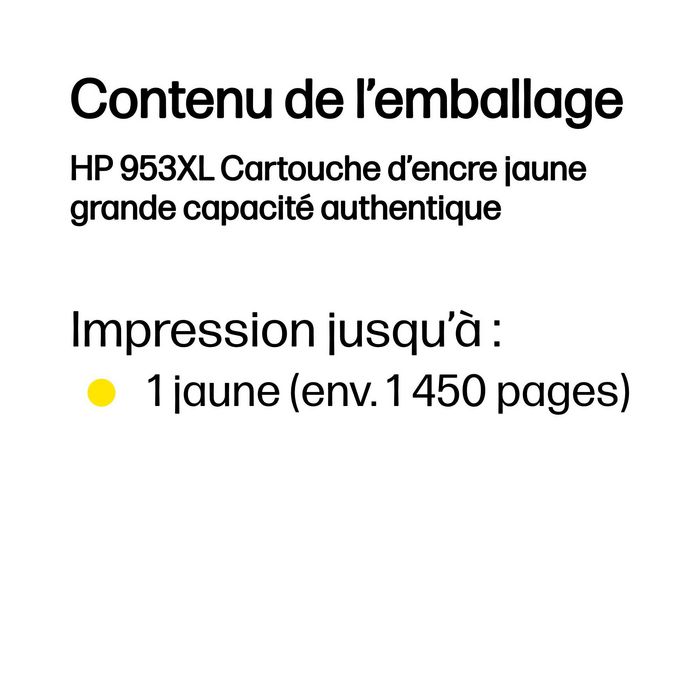 HP Cartouche d'encre 953XL Jaune Grande Capacité - Compatible HP OfficeJet Pro 7720, 7730, 7740, 8210, 8730