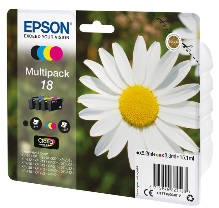 Epson Multipack Claria Home T1806 Noir, Cyan, Magenta, Jaune