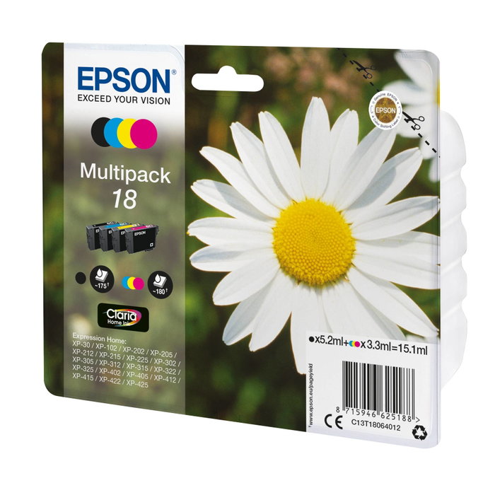 Epson Multipack Claria Home T1806 Noir, Cyan, Magenta, Jaune