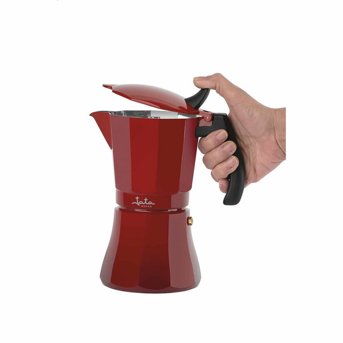 Cafetière Italienne JATA Cafetera de inducción roja vulcano Rouge Aluminium 12 Tasses (1 Unité)