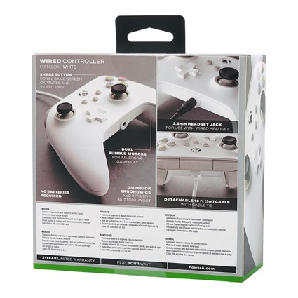 PowerA 1519365-01 Manette Xbox avec câble USB 3 m, blanc, compatible Xbox Series X/S, Xbox One et PC, licence officielle