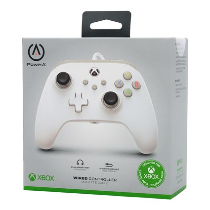 PowerA 1519365-01 Manette Xbox avec câble USB 3 m, blanc, compatible Xbox Series X/S, Xbox One et PC, licence officielle
