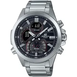 Casio ECB-30D-1AEF Montre connectée Bluetooth Smart en acier inoxydable 52,3mm argentée, étanche 10 bars, éclairage LED automatique, chronomètre