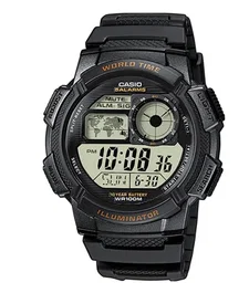 Casio AE-1000W-1AVEF Montre homme avec éclairage LED, chronomètre 1/100s, étanche 10 ATM, heure universelle et calendrier automatique