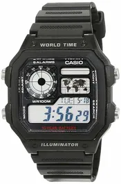 Casio AE-1200WH-1AVEF Montre Homme Chronographe avec Alarme, Éclairage et 10 Bar Résistance à l'Eau, Quartz, Plastique Noir