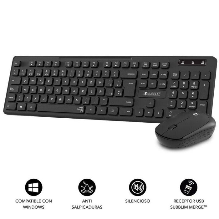 Clavier et souris sans fil Subblim SUBKBC-CSSW10 Noir Espagnol Qwerty QWERTY