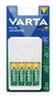 Varta 56706 Chargeur de piles universel 100-240V pour 2 ou 4 piles AA/AAA avec 4 piles AA 2100mAh incluses, charge LED, sécurité Delta V