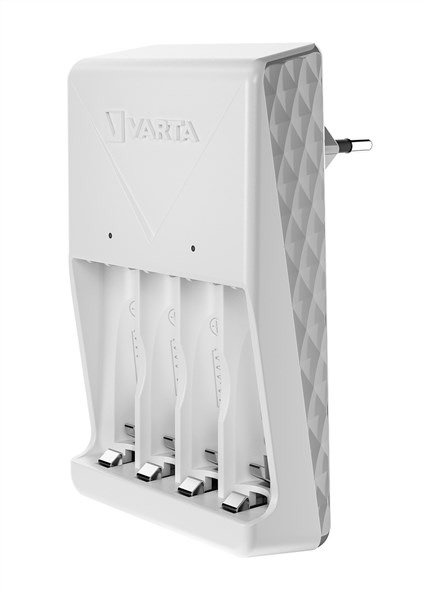 Varta 56706 Chargeur de piles universel 100-240V pour 2 ou 4 piles AA/AAA avec 4 piles AA 2100mAh incluses, charge LED, sécurité Delta V