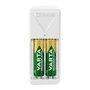 Varta 57656201421 Chargeur de piles avec 2 piles AAA 800 mAh, pour 2 piles AA/AAA, charge lente, sécurité complète, LED, voltage universel