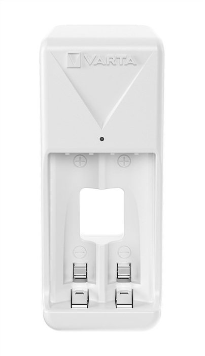 Varta 57656201421 Chargeur de piles avec 2 piles AAA 800 mAh, pour 2 piles AA/AAA, charge lente, sécurité complète, LED, voltage universel