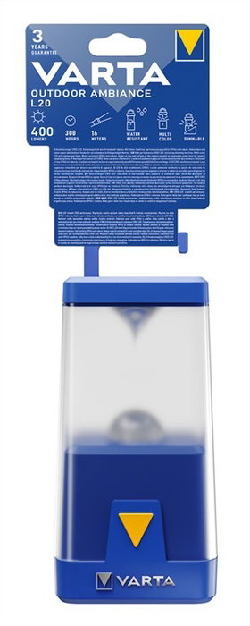 VARTA L20 - Lampe de Camping LED Multifonction à 6 piles AA, Robustes (Étanche IPX4) avec Lente Extraitable et Différents Modes de Couleur