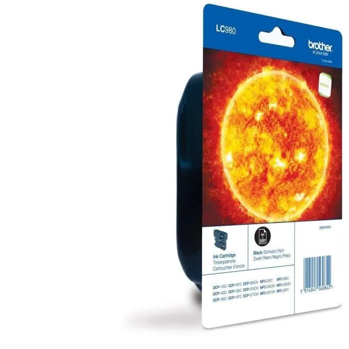 Brother Cartouche d'encre noire LC980BK - Noir haute capacité (500 pages) - Compatible DCP, MFC