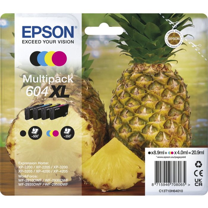Epson 604XL Multipack Haute Capacité - Noir, Cyan, Magenta, Jaune (C13T10H64010)</html>