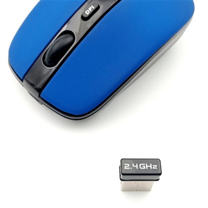ELBE RT-110 Souris sans fil bleue avec batterie rechargeable, Plug & Play, 3 réglages DPI (800/1200/1600) et récepteur USB nano