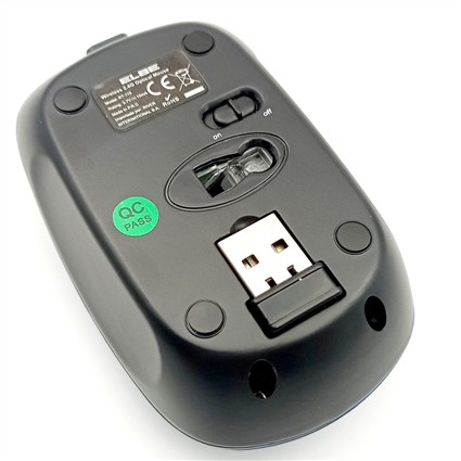 ELBE RT-110 Souris sans fil bleue avec batterie rechargeable, Plug & Play, 3 réglages DPI (800/1200/1600) et récepteur USB nano