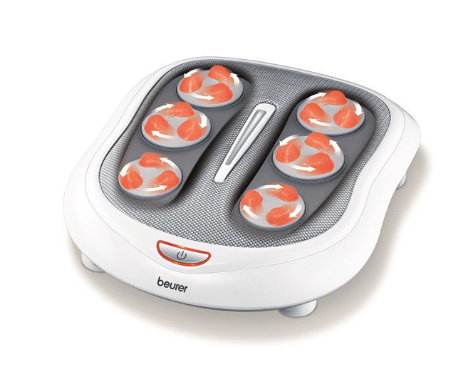 Beurer FM-60 Appareil de massage pour pieds Shiatsu avec fonction chaleur et 18 rouleaux, tissu respirant, réglable