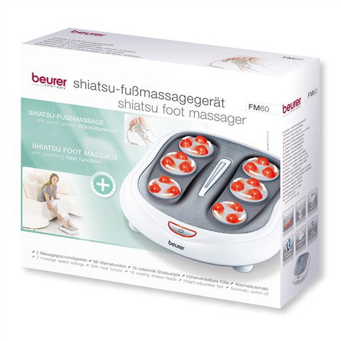 Beurer FM-60 Appareil de massage pour pieds Shiatsu avec fonction chaleur et 18 rouleaux, tissu respirant, réglable