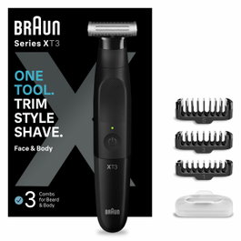 Braun Series X XT3100 Tondeuse hybride pour visage avec lame flexible 4D et 3 sabots