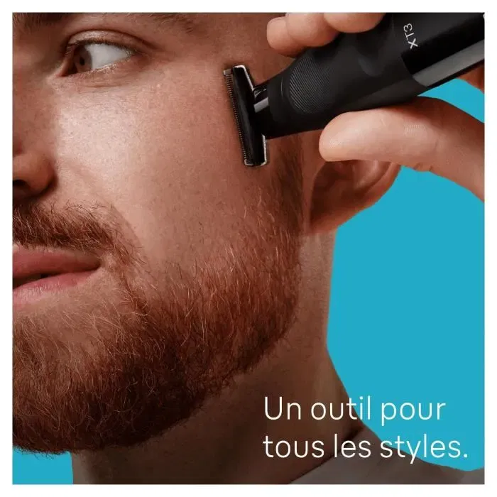 Braun Tondeuse Barbe et Corps Series X XT3100 Homme - Lame Flexible 4D, Étanche (IPX7), 3 Sabots (1/3/5 mm), Autonomie 50 min