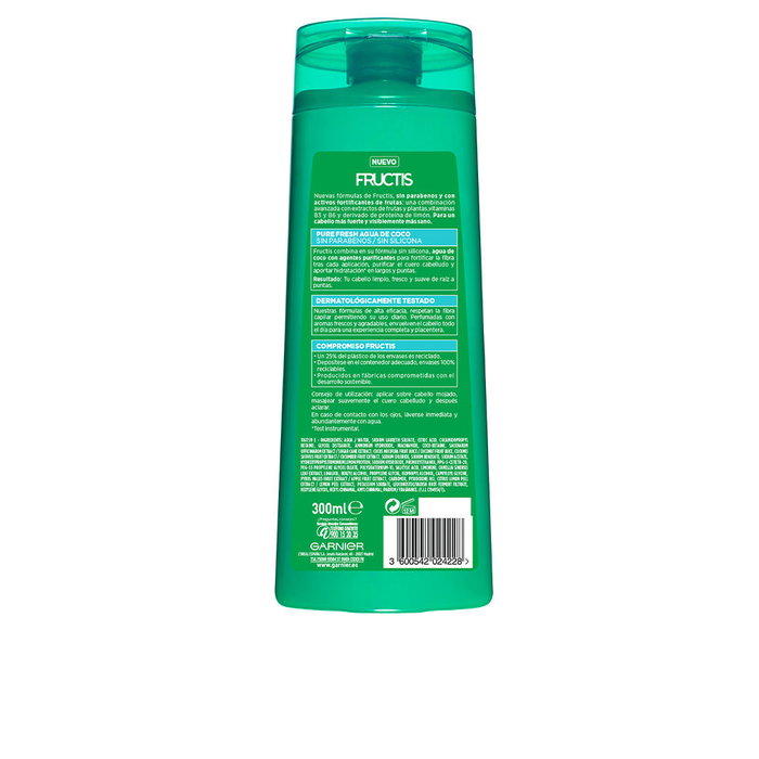 Garnier Fructis Pure Fresh Shampoing Fortifiant à l'Eau de Coco - Cheveux Grasss à la Racine et Secs aux Pointes - 300 ml