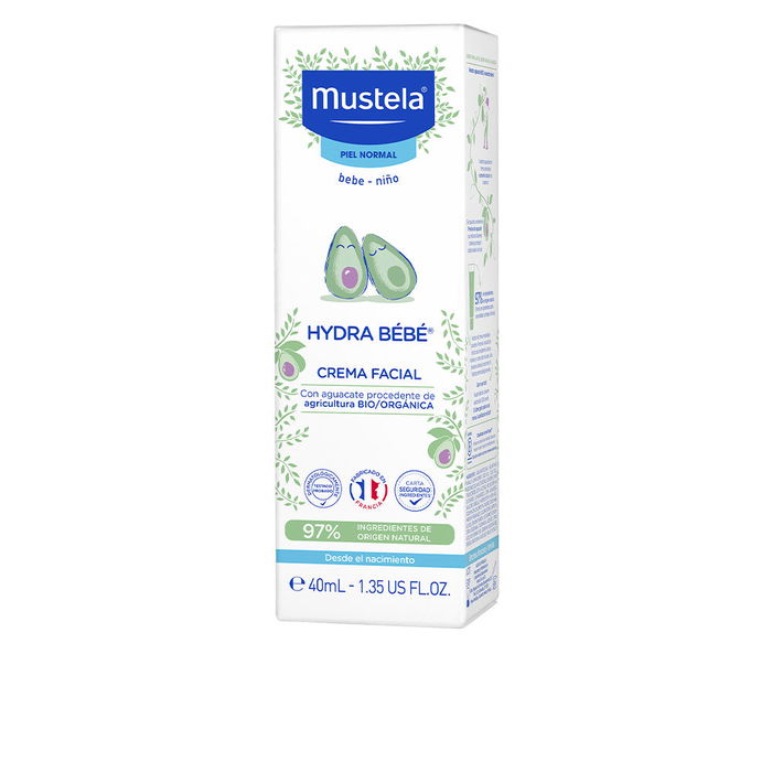 Mustela Crème Visage Hydratante Bébé-Enfant 40 ml - Hydratation Immédiate et Prolongée, Protection Épidermique, Peau Douce et Flexible