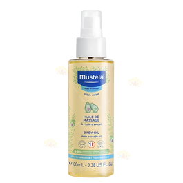 Mustela Huile de massage bébé nourrisson, 100 ml, à l'huile d'avocat, ingrédients naturels, apaisant et hydratant pour peaux sensibles
