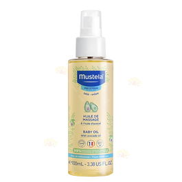 Mustela Huile de massage bébé nourrisson, 100 ml, à l'huile d'avocat, ingrédients naturels, apaisant et hydratant pour peaux sensibles