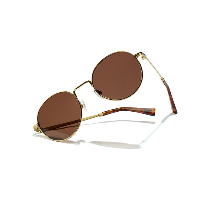 Hawkers MOMA #gold havana 1 u Lunettes de Soleil Polarisées Rondes Vintage Unisexe Monture Havana Verres Marron